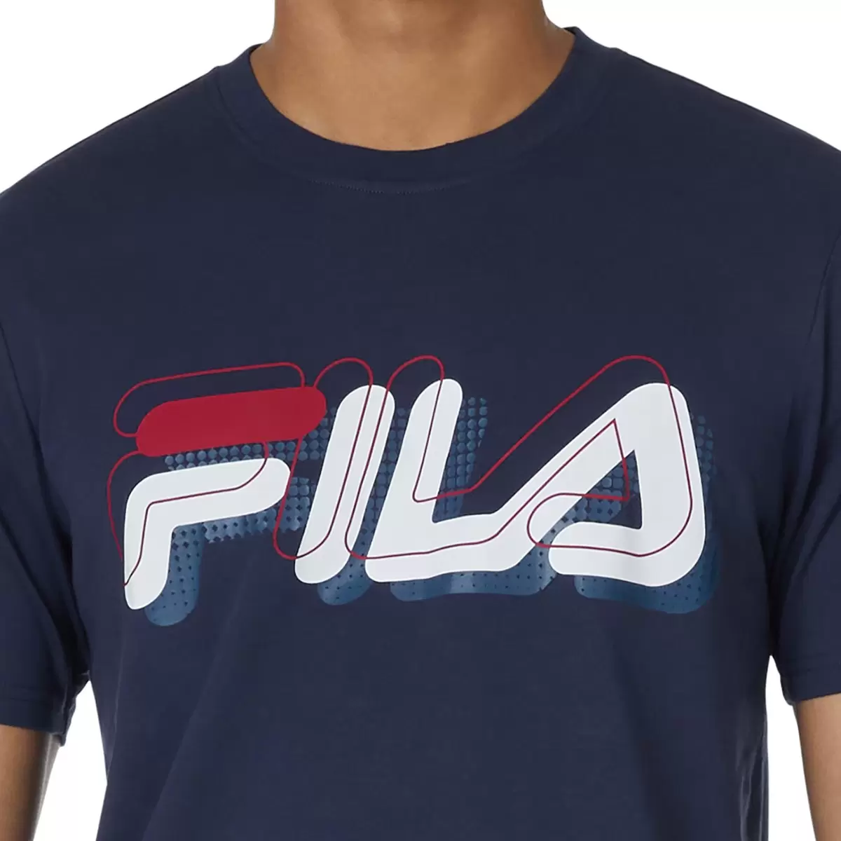 Fila 男短袖Logo上衣 藍 L