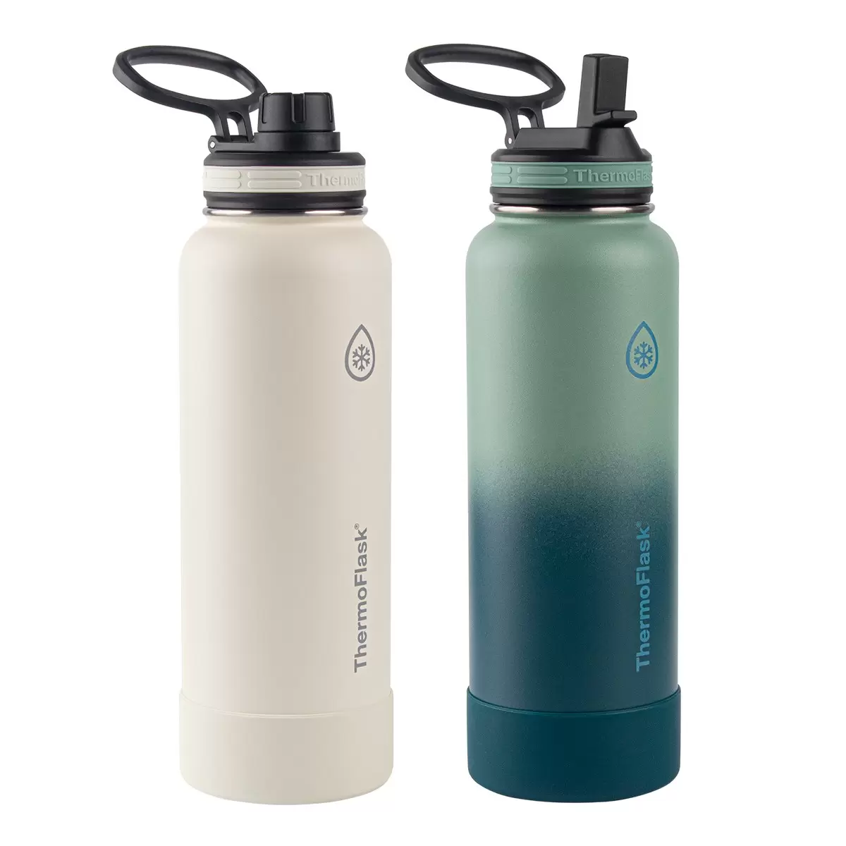 ThermoFlask 不鏽鋼保冷瓶 1.2公升 X 2件組 白 + 漸層綠