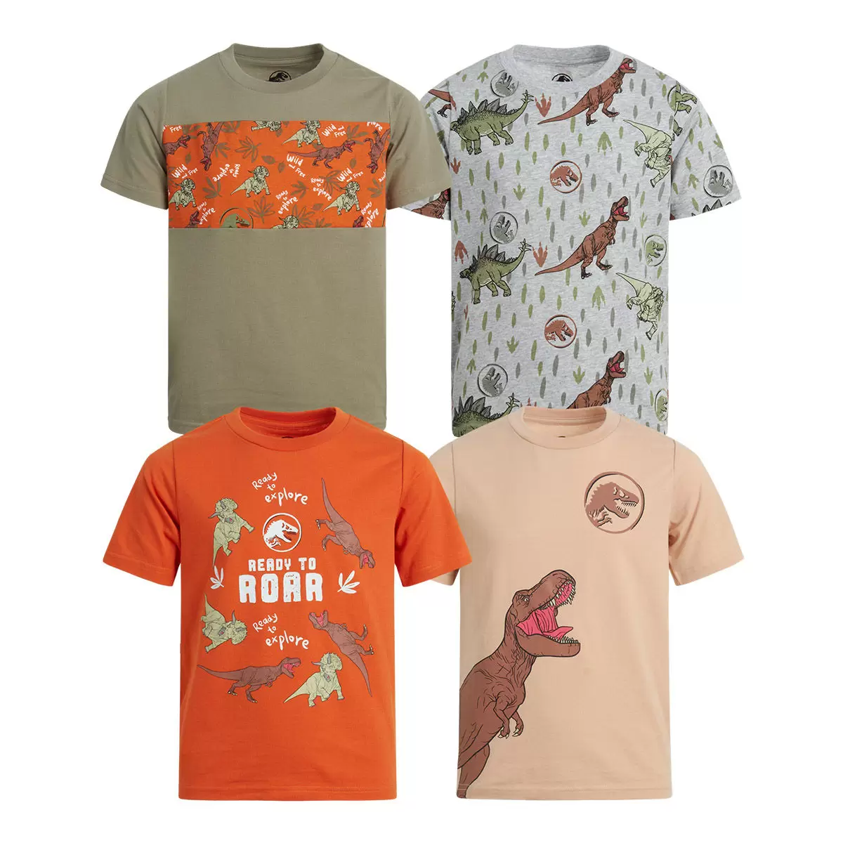 兒童卡通圖案短袖上衣四件組 Jurassic Park 5T