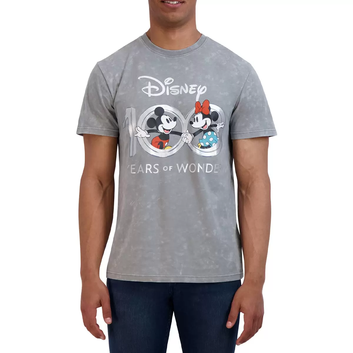 Disney 一百週年紀念大人短袖上衣 灰 Mickey 男版 XXL