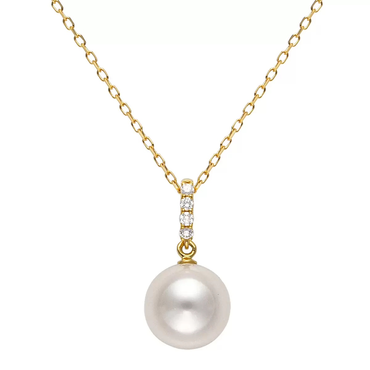Tokyo Pearl 0.05克拉 18K黃K金 8.5公釐 Akoya珍珠鑽石項鍊