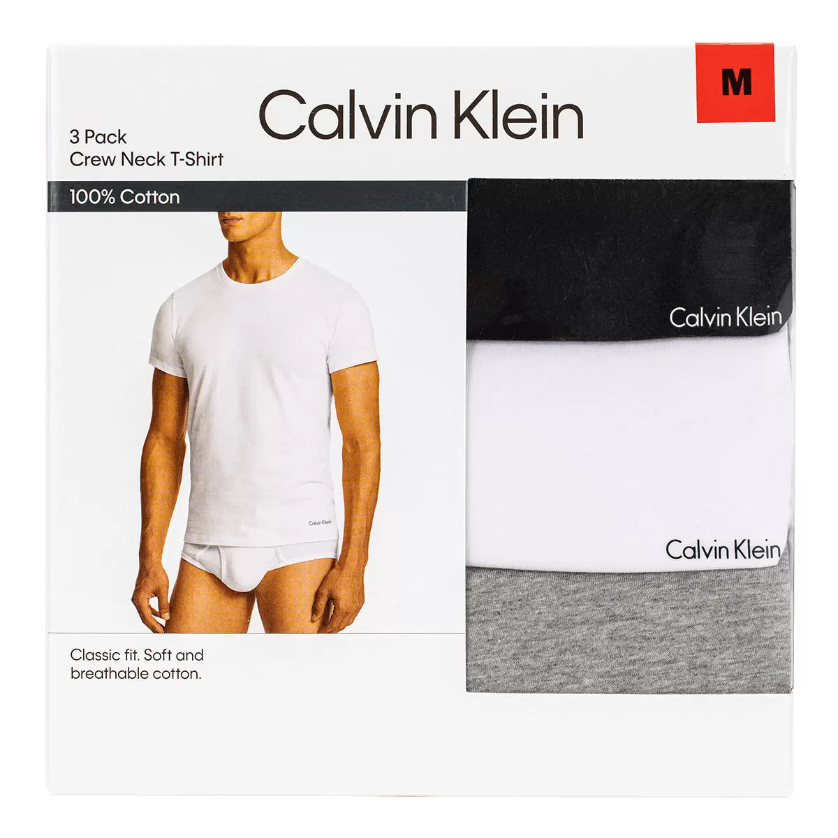 Calvin Klein 男純棉短袖上衣三件組 灰+黑+白組 M