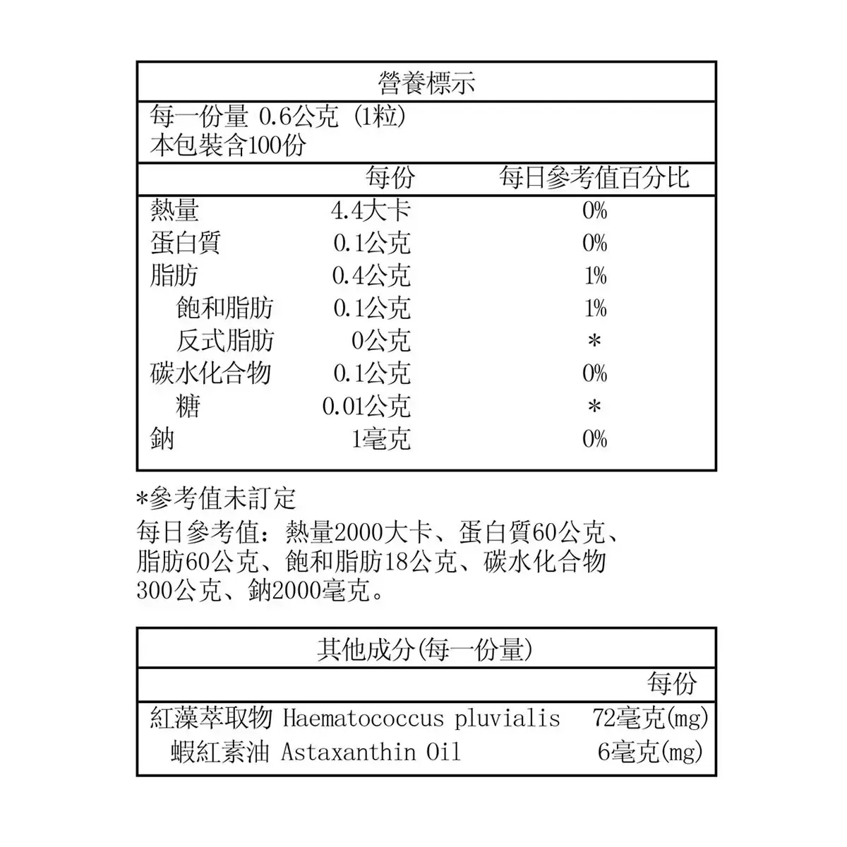 trunature 紅藻萃取蝦紅素軟膠囊 100粒