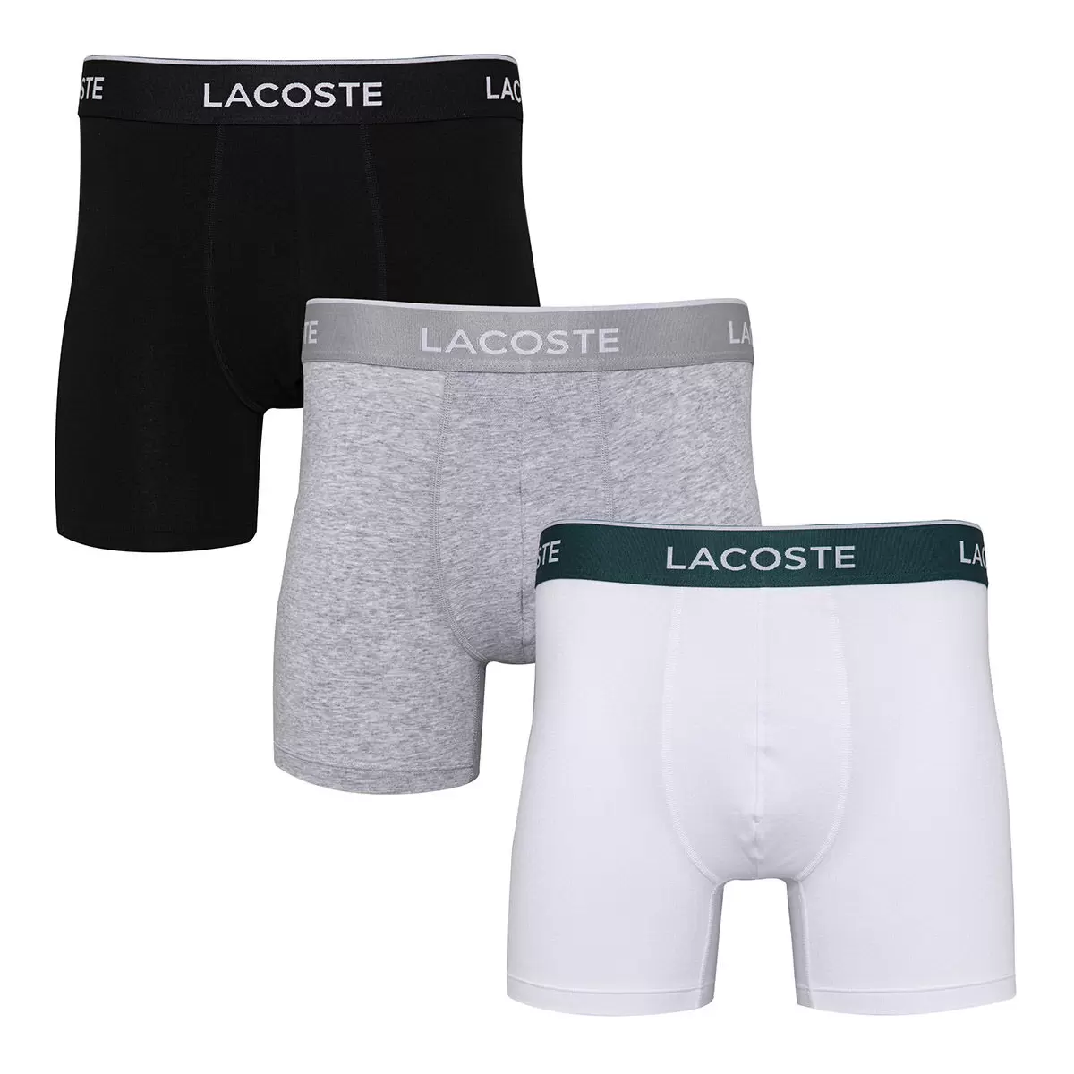 Lacoste 男彈性棉內褲三件組 黑/灰/白 XL