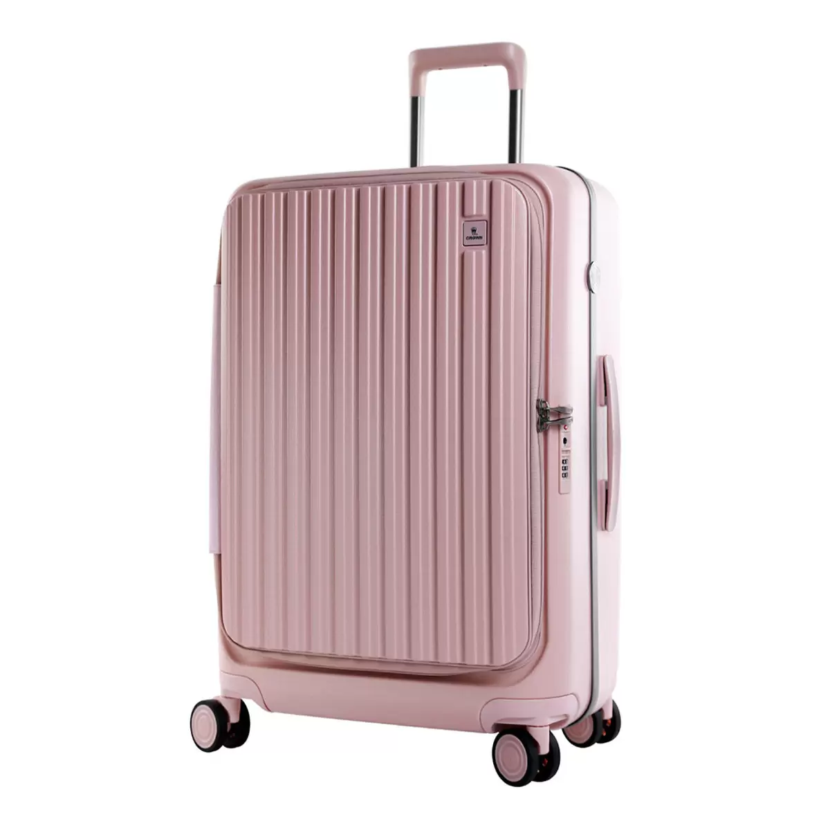 CROWN BOXY 26吋 鋁框拉鍊前開框架行李箱 粉色