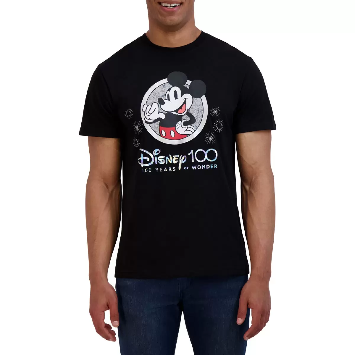 Disney 一百週年紀念大人短袖上衣 黑 Mickey 男版 XL