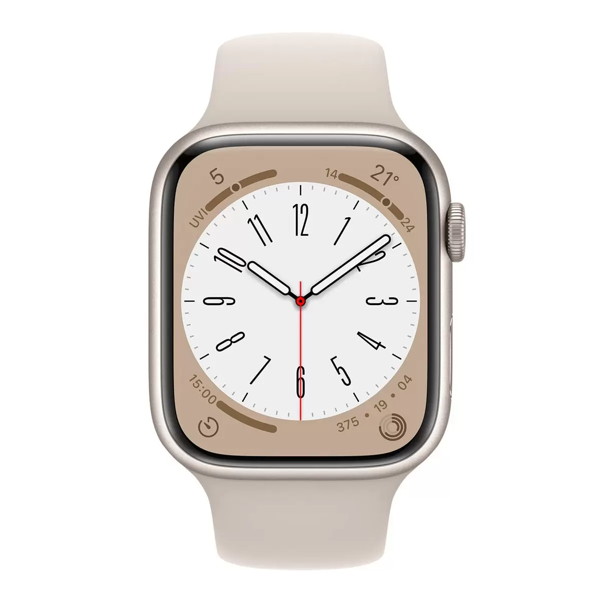 Apple Watch S8 (GPS) 45公釐星光色鋁金屬錶殼 星光色運動型錶帶