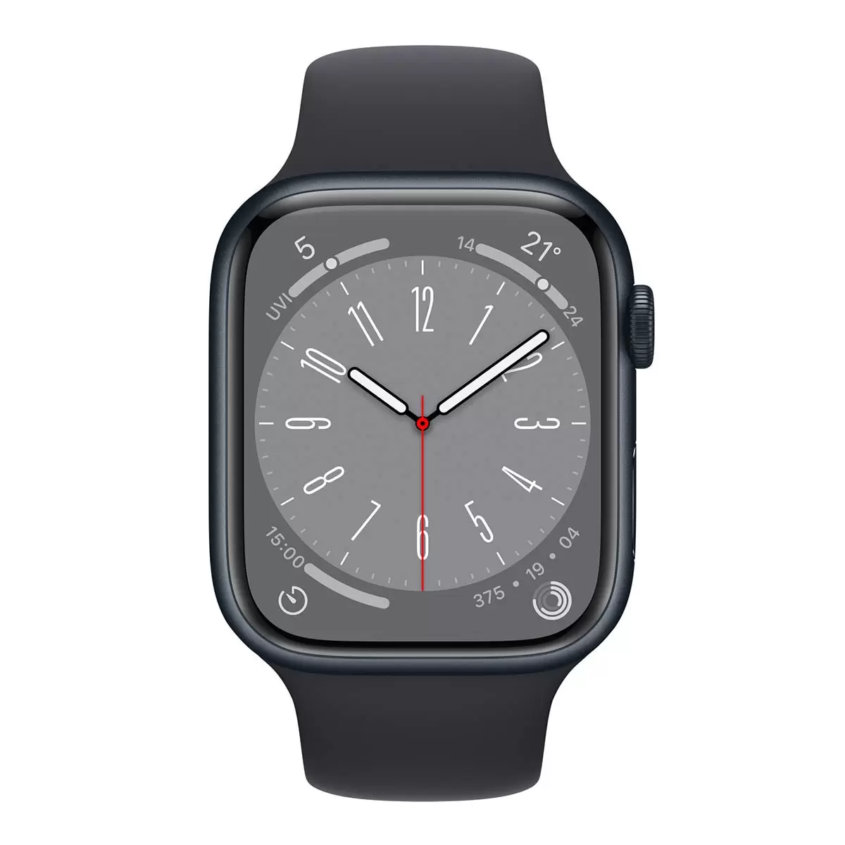 Apple Watch S8 (GPS) 45公釐午夜色鋁金屬錶殼 午夜色運動型錶帶