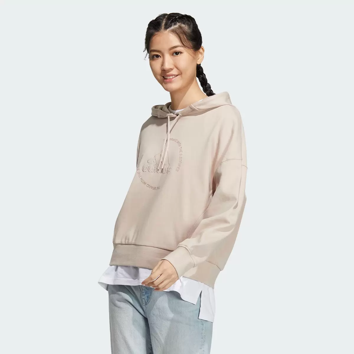 Adidas 女長袖連帽上衣 粉