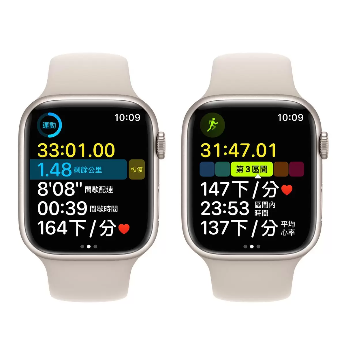 Apple Watch S8 (GPS) 45公釐星光色鋁金屬錶殼 星光色運動型錶帶