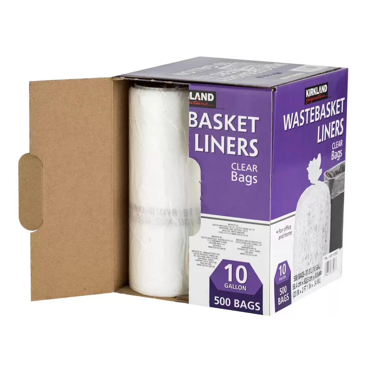 Kirkland Signature-87507 Wastebasket Liners, Clear, 10 Gallon, 500 ct