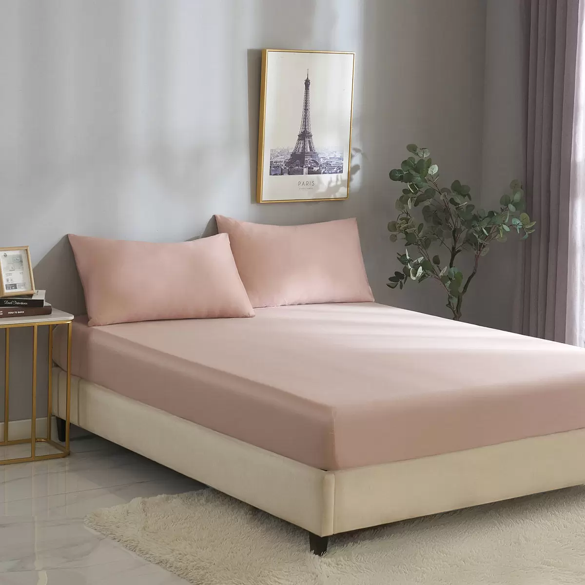 Don Home 萊賽爾素色單人床包枕套三件組 107公分 X 190公分 藕粉