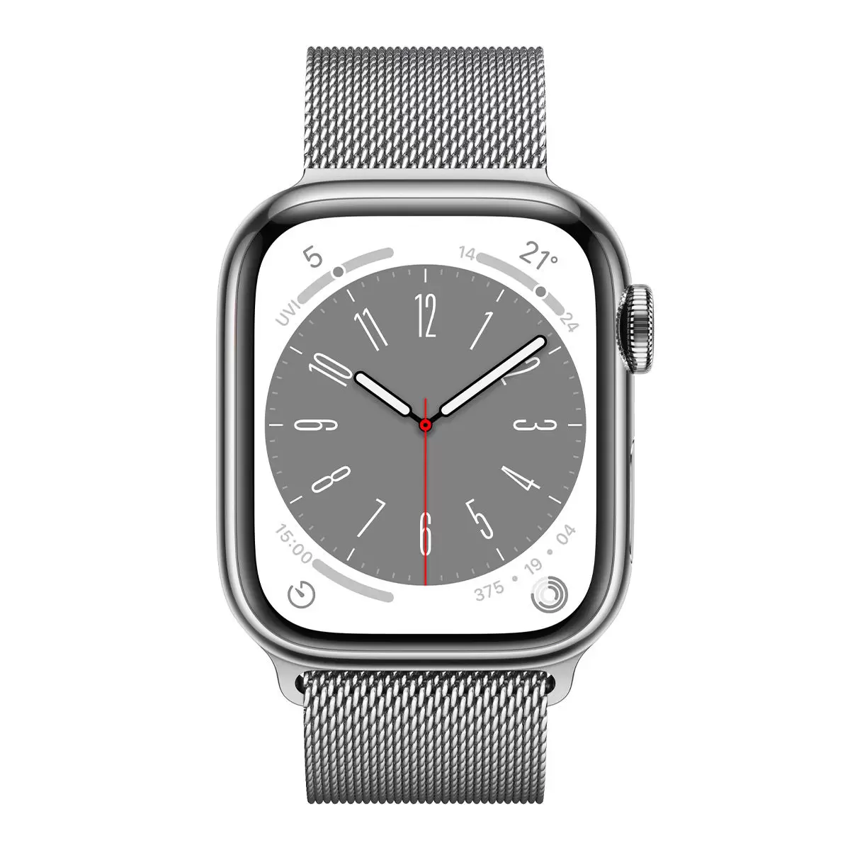 Apple Watch S8 (GPS + 行動網路) 41公釐銀色不鏽鋼錶殼 銀色米蘭式錶環