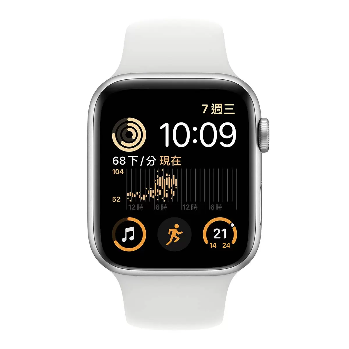 Apple Watch SE (GPS) 44公釐銀色鋁金屬錶殼 白色運動型錶帶