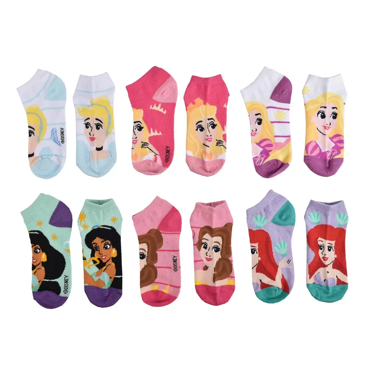 Disney 兒童襪子六雙組 Princess Pack B US 8 - US 9.5