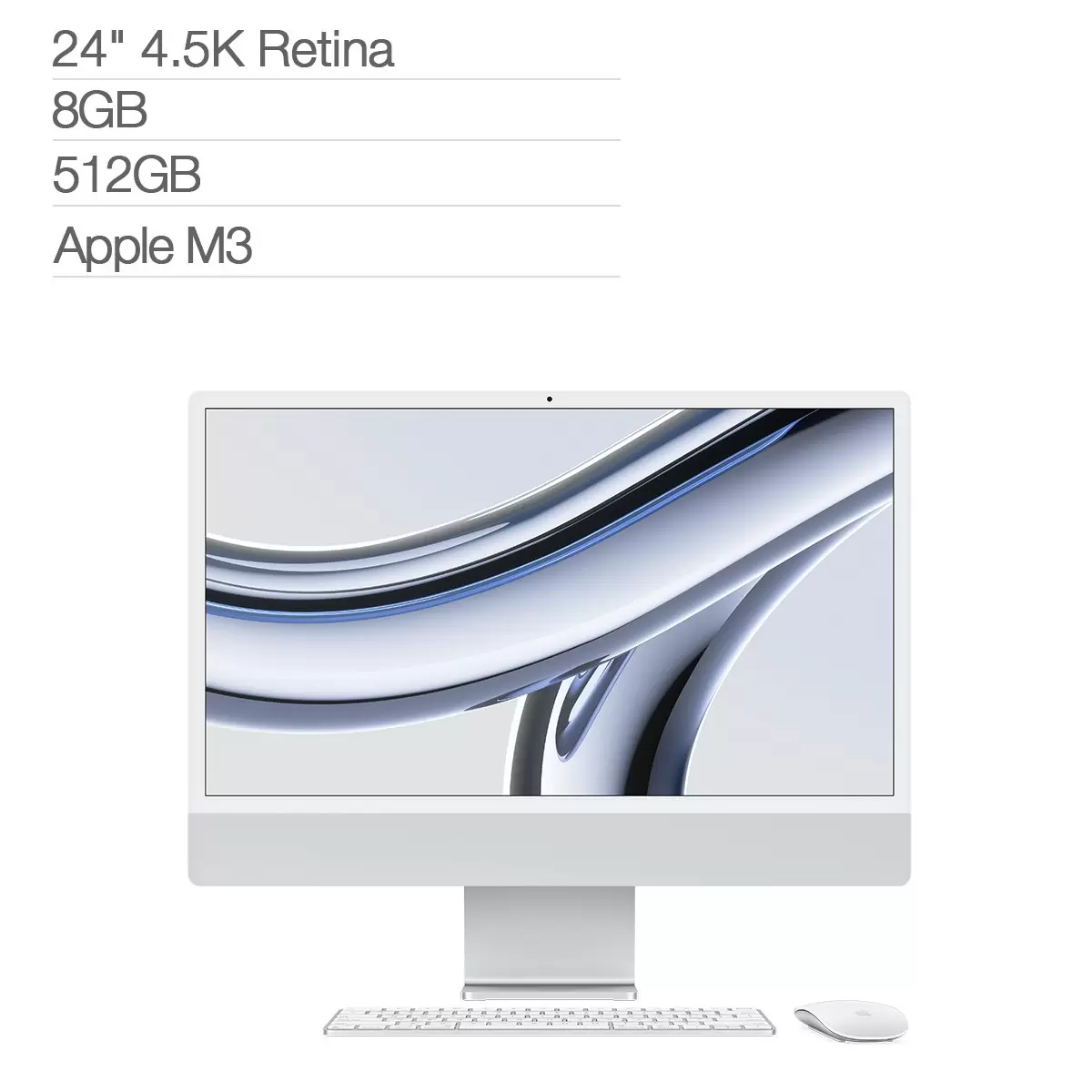 Apple iMac 24吋 搭配 M3 晶片 8 核心 CPU 10 核心 GPU 512GB SSD 銀色