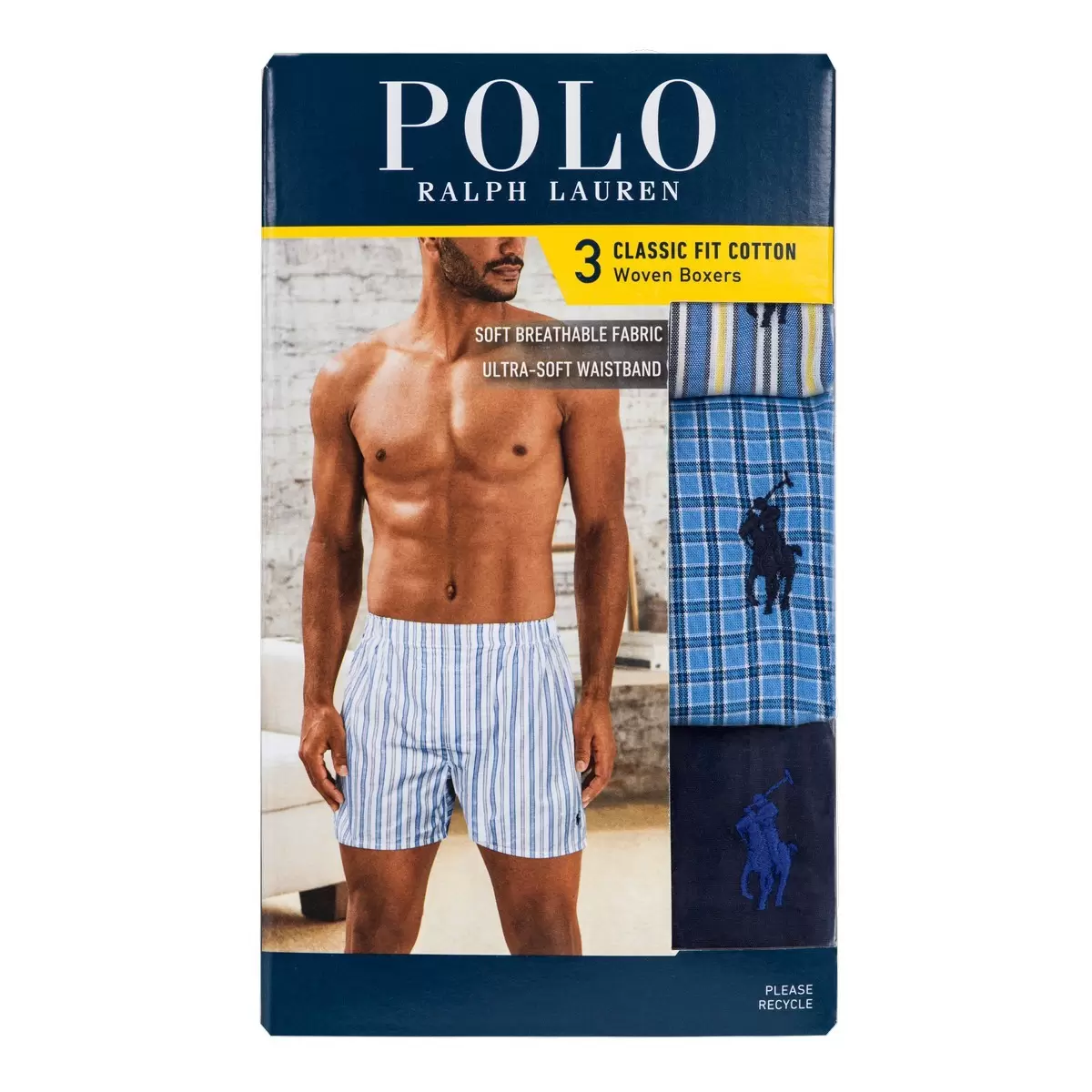 Polo Ralph Lauren 男棉質四角內褲三件組 深色組 S