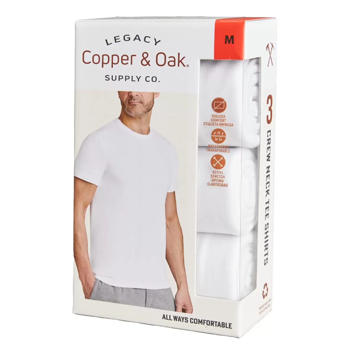 Copper & Oak 男圓領短袖上衣三件組 白 M