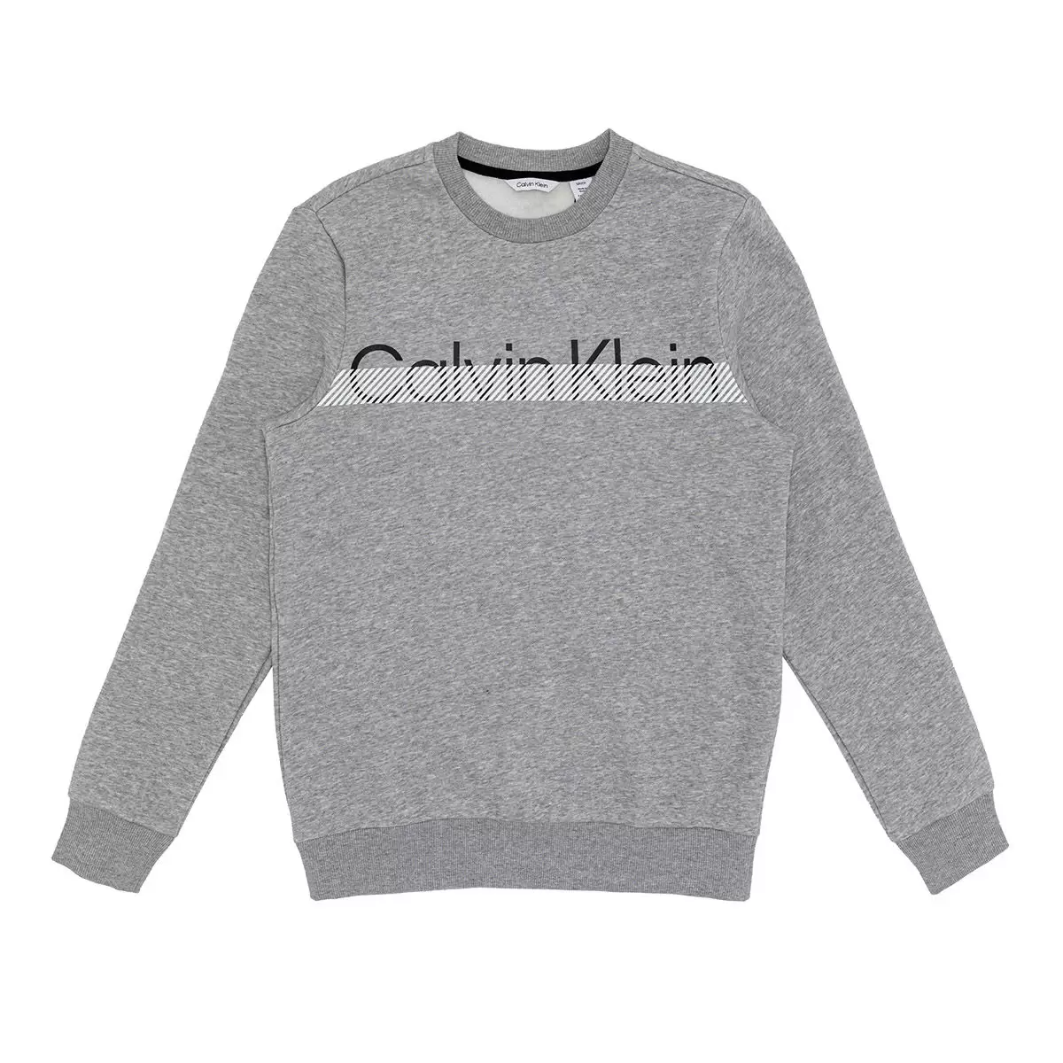 Calvin Klein 男長袖刷毛上衣 灰文字Logo M