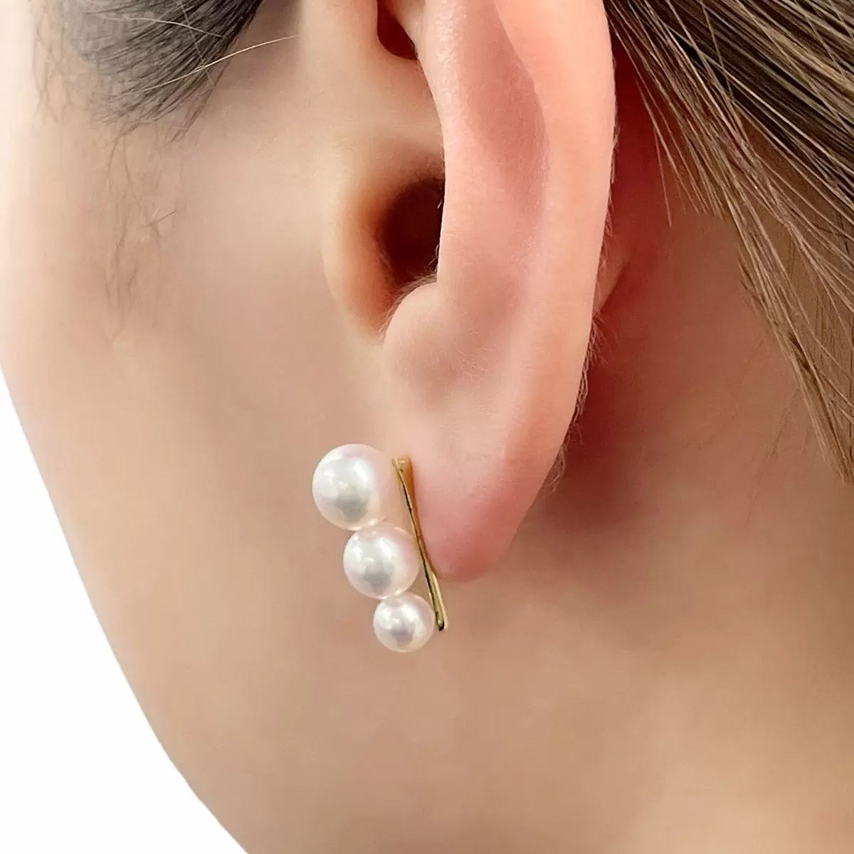 Tokyo Pearl 18K黃K金 4.5公釐-7.0公釐 Akoya珍珠耳環