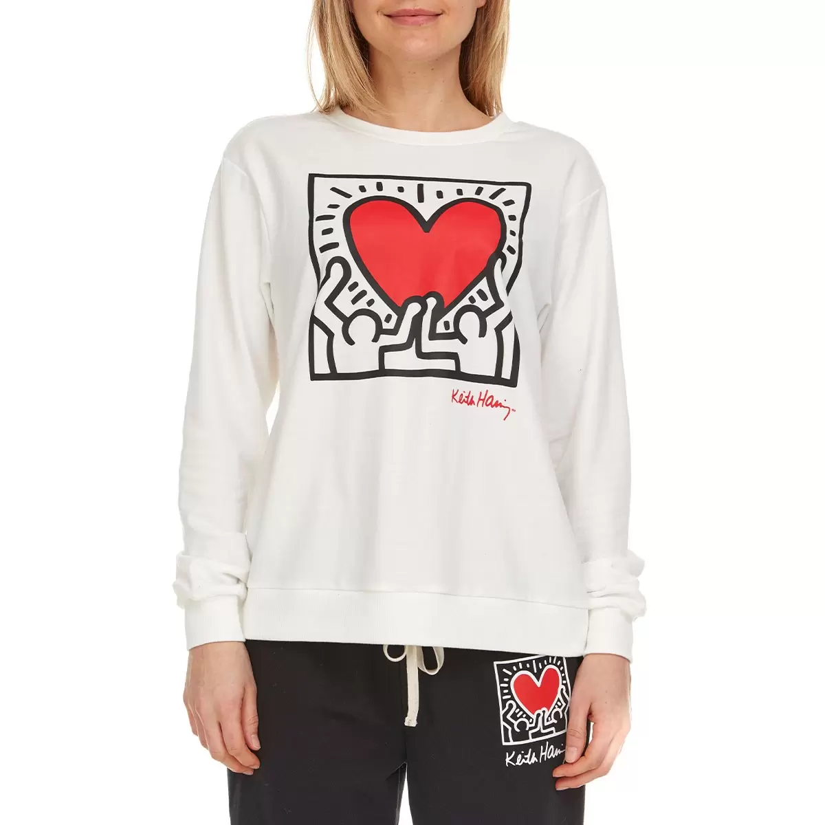 Keith Haring 女印花休閒長袖上衣 白