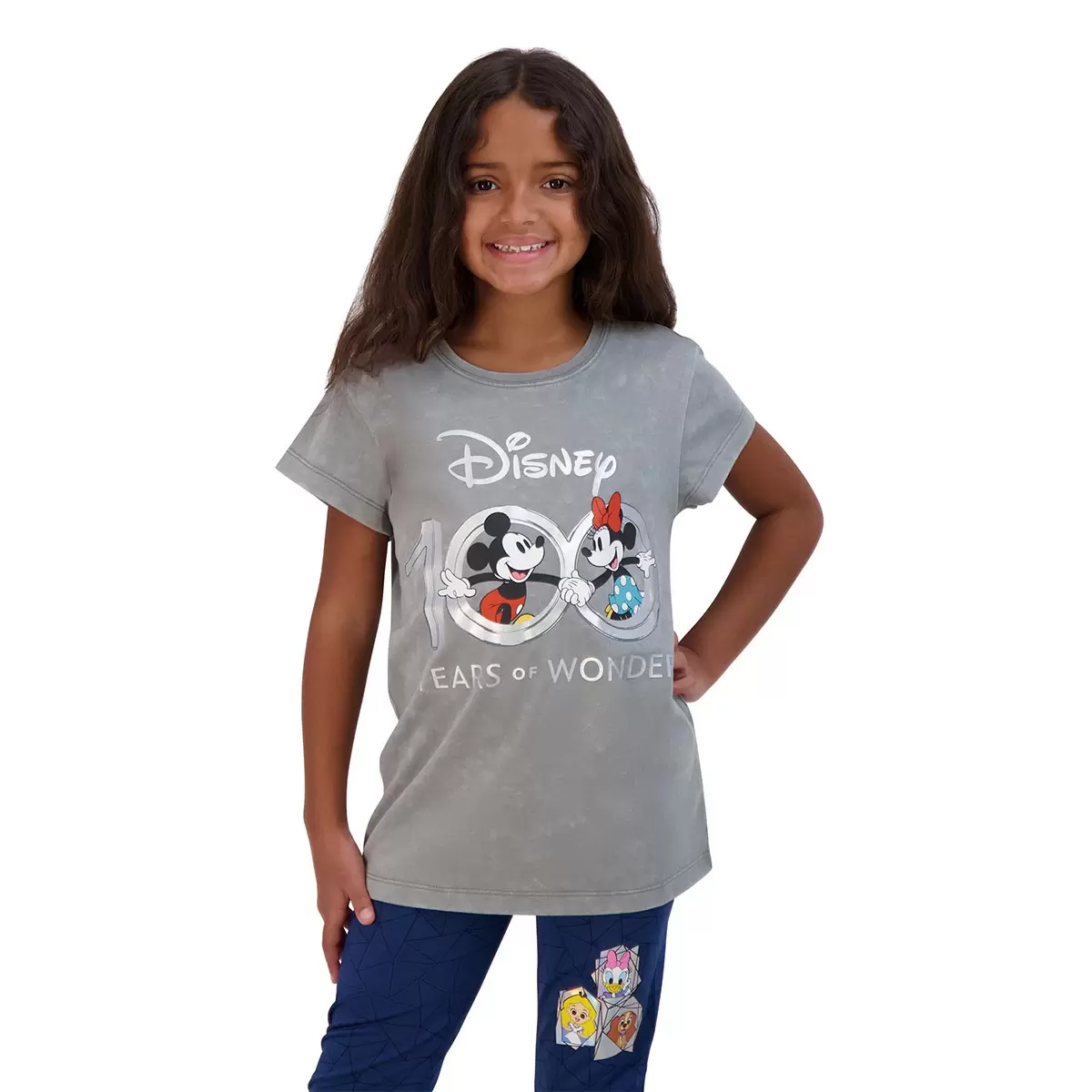 Disney 一百週年紀念兒童短袖上衣 灰 Minnie 女童 10
