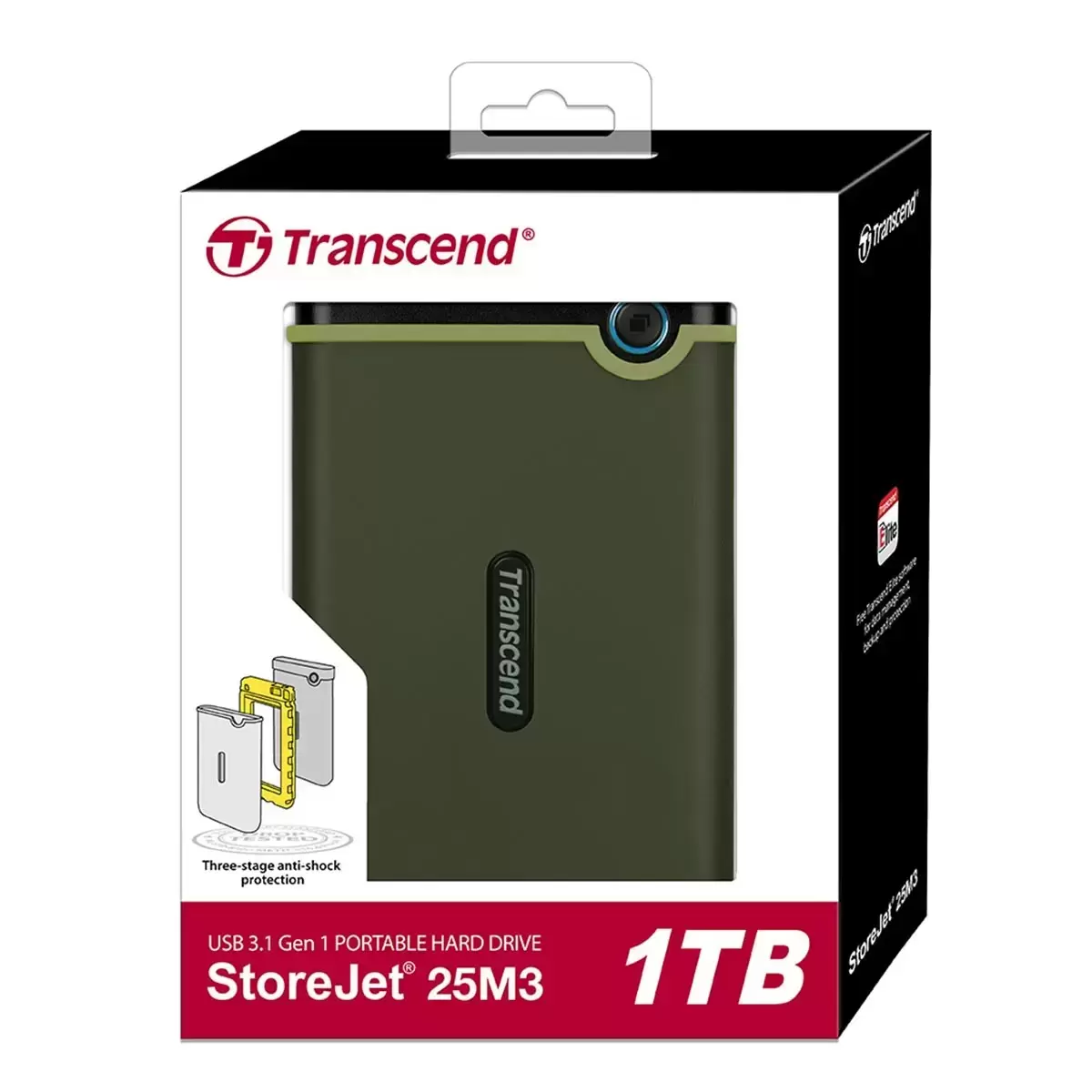 Transcend 2.5吋 Type A 1TB StoreJet 軍規防震行動硬碟 TS1TSJ25M3G 6入組