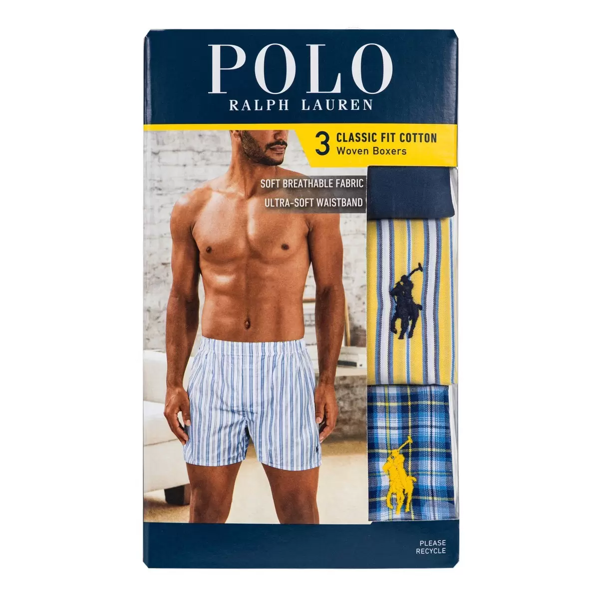 Polo Ralph Lauren 男棉質四角內褲三件組 淺色組 S