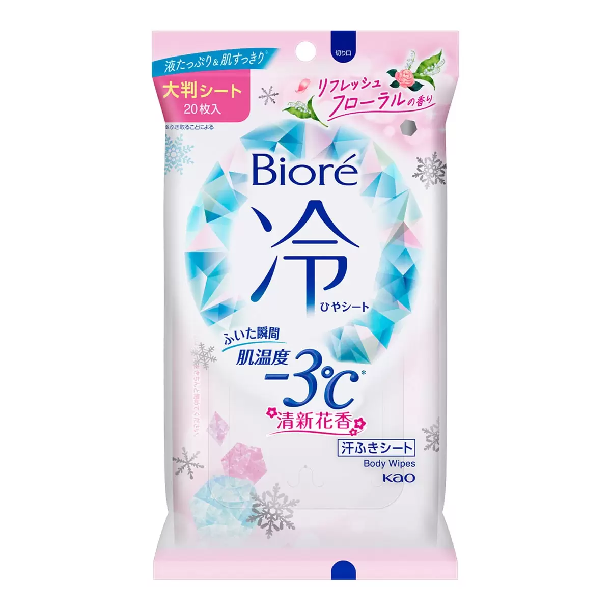 Biore -3°C涼感濕巾 清新花香 X 1包 + 爽身粉濕巾系列 X 5包 盒裝組合