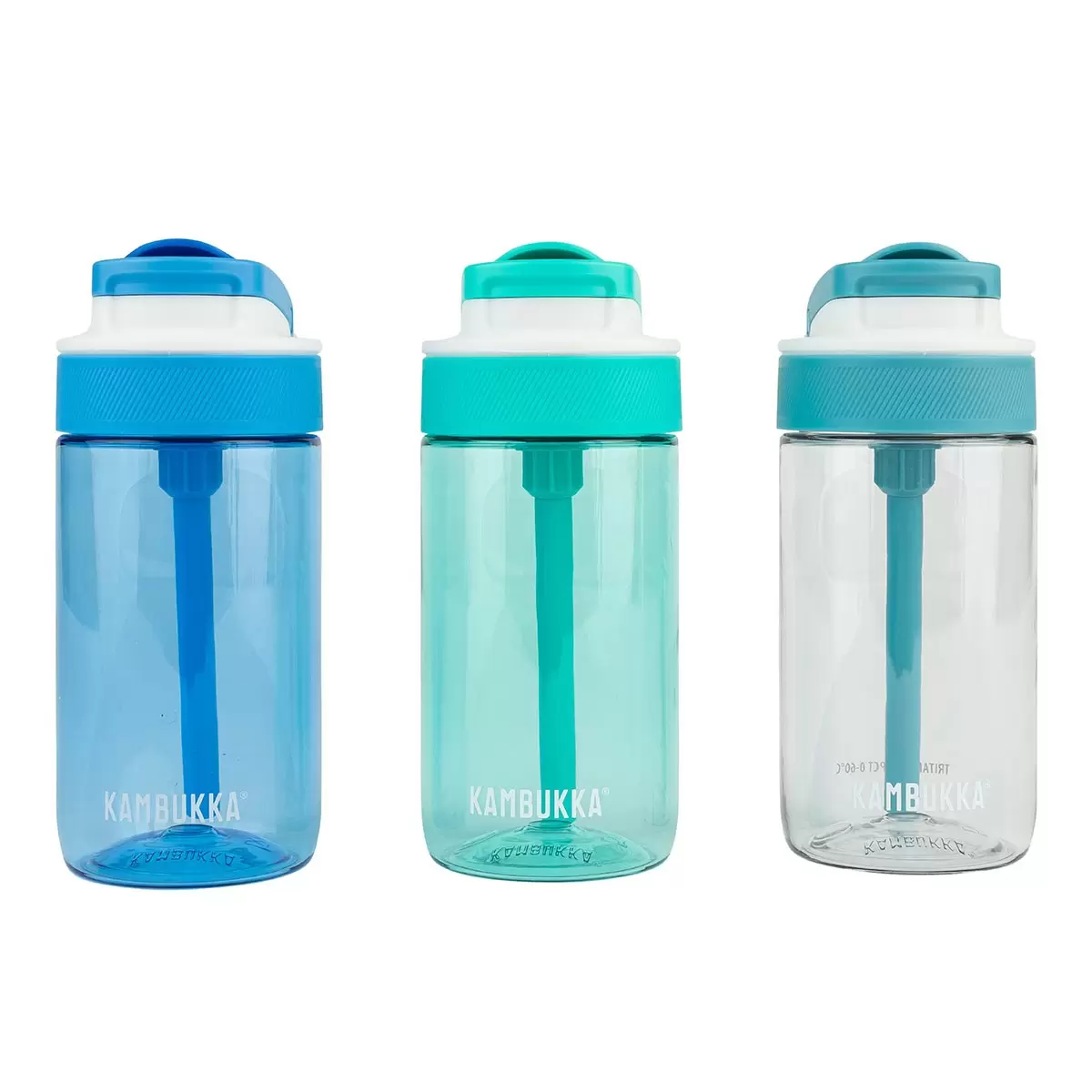Kambukka 兒童吸管隨身水瓶 400毫升 X 3件組 綠+藍+天藍色