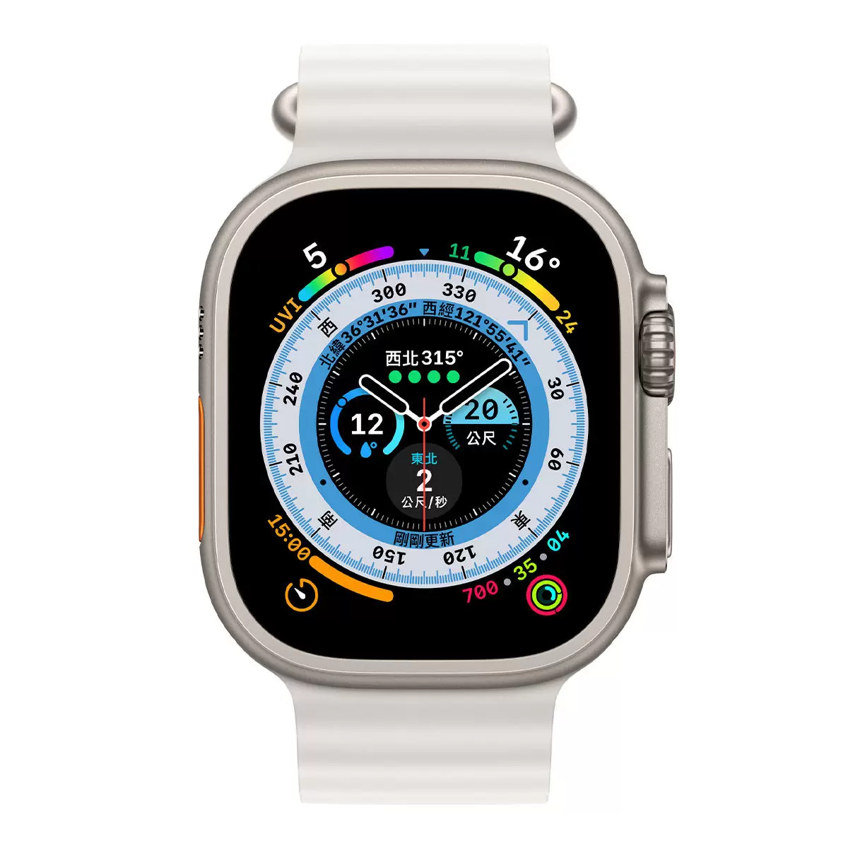 Apple Watch Ultra (GPS + 行動網路) 49公釐鈦金屬錶殼 海洋錶帶