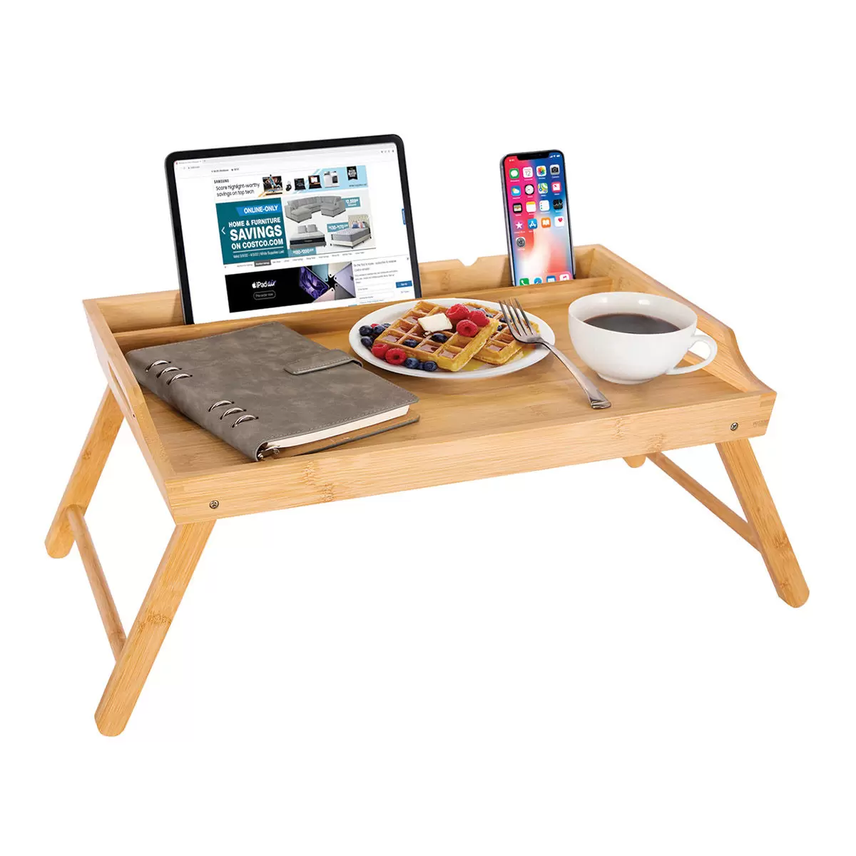 Carrara 多功能摺疊桌/床用桌 淺棕色