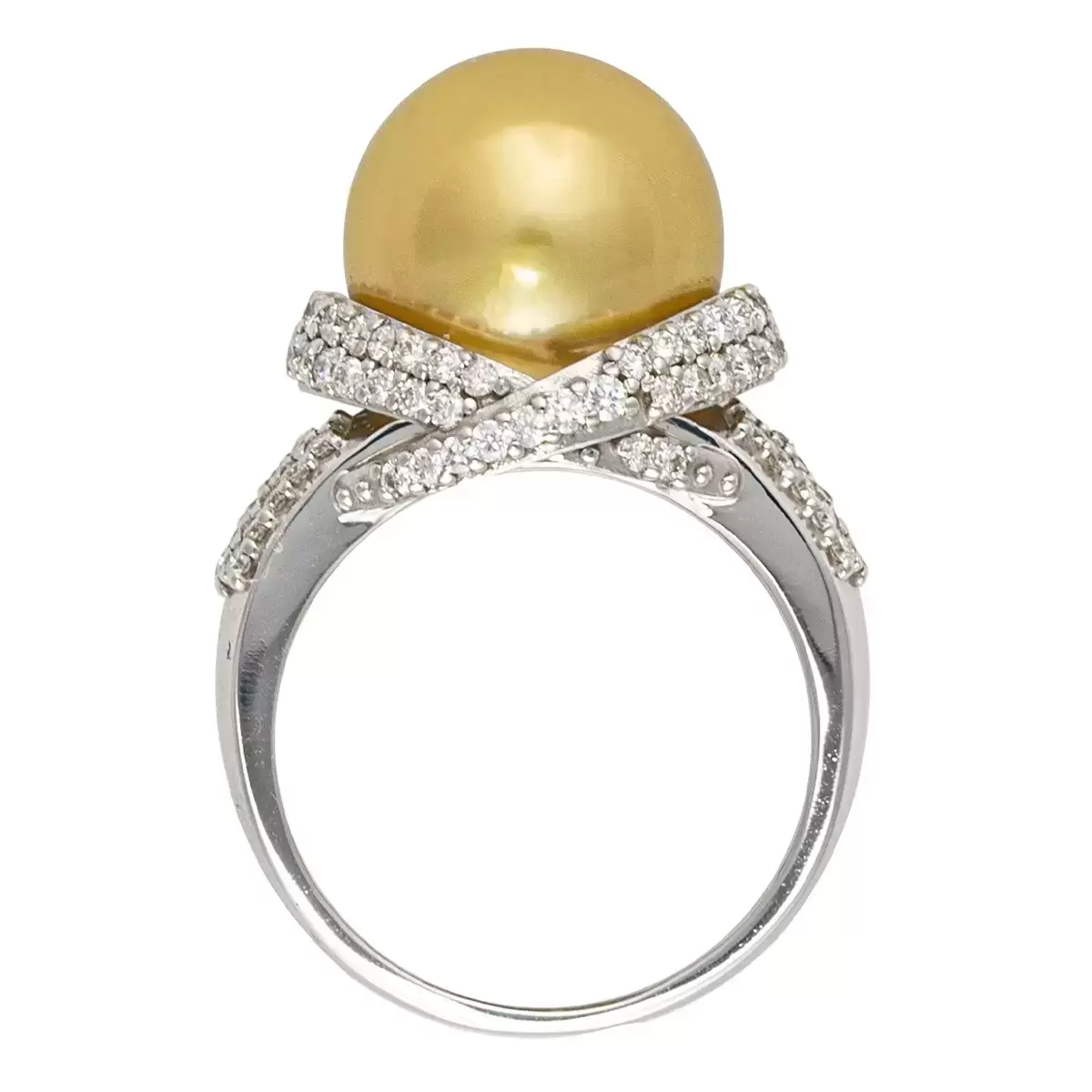 Tokyo Pearl 0.78克拉 18K白K金 11.0公釐 - 12.0公釐 南海金珍珠鑽石戒指