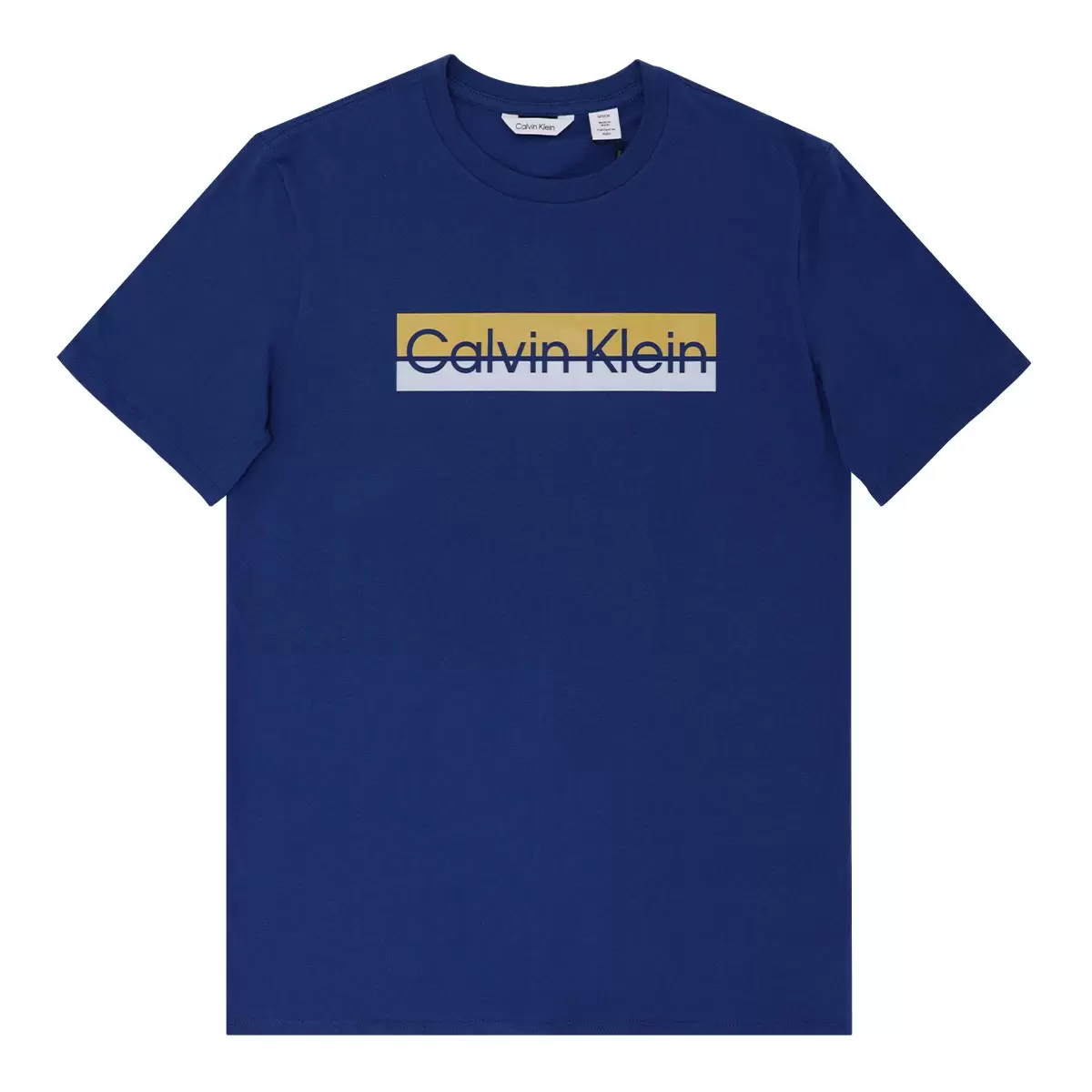 Calvin Klein 男短袖上衣 雙色Logo 藍 S