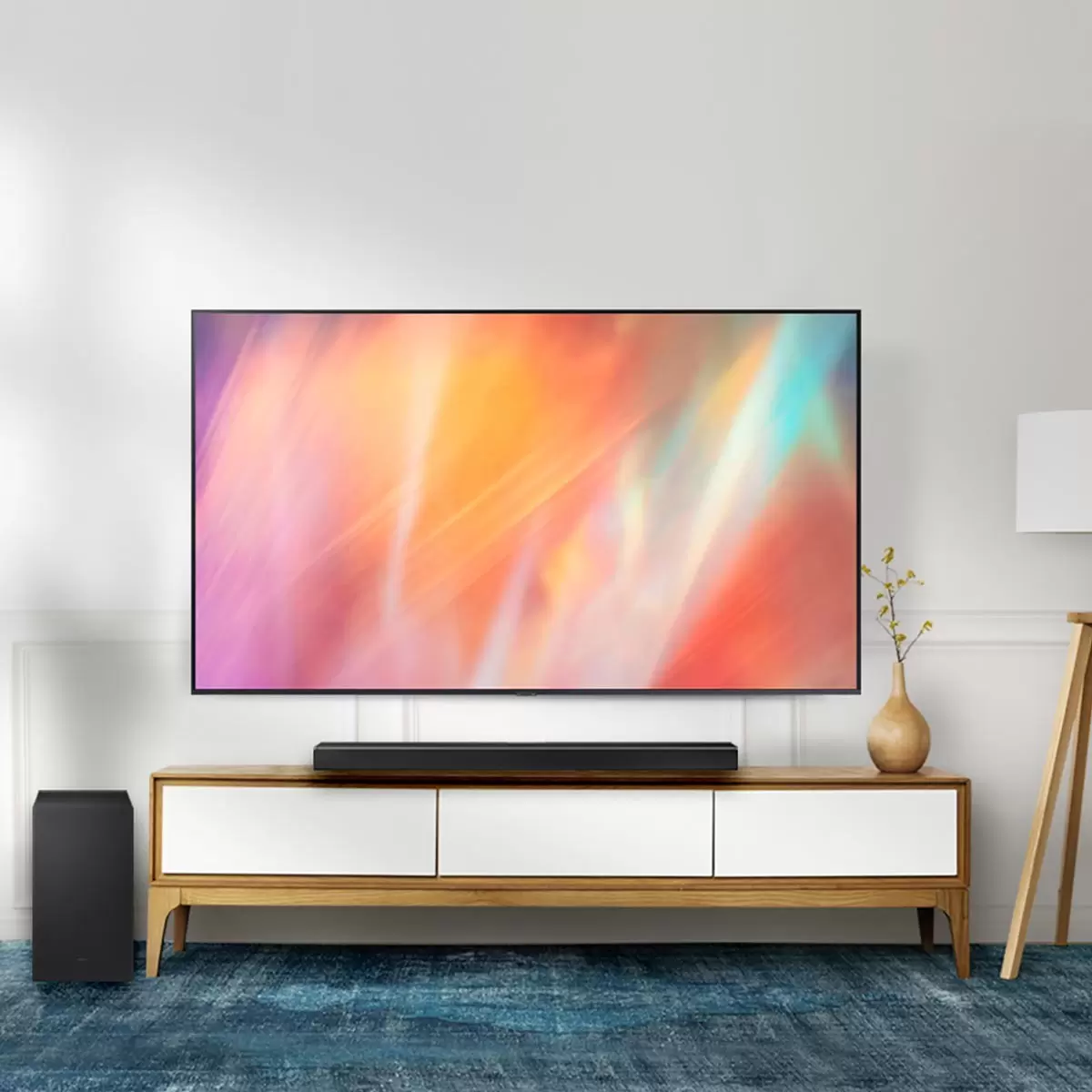 Samsung 75吋 4K UHD 電視 UA75AU7700WXZW + 3.1.2 聲道 Soundbar 含重低音 HW-Q600A