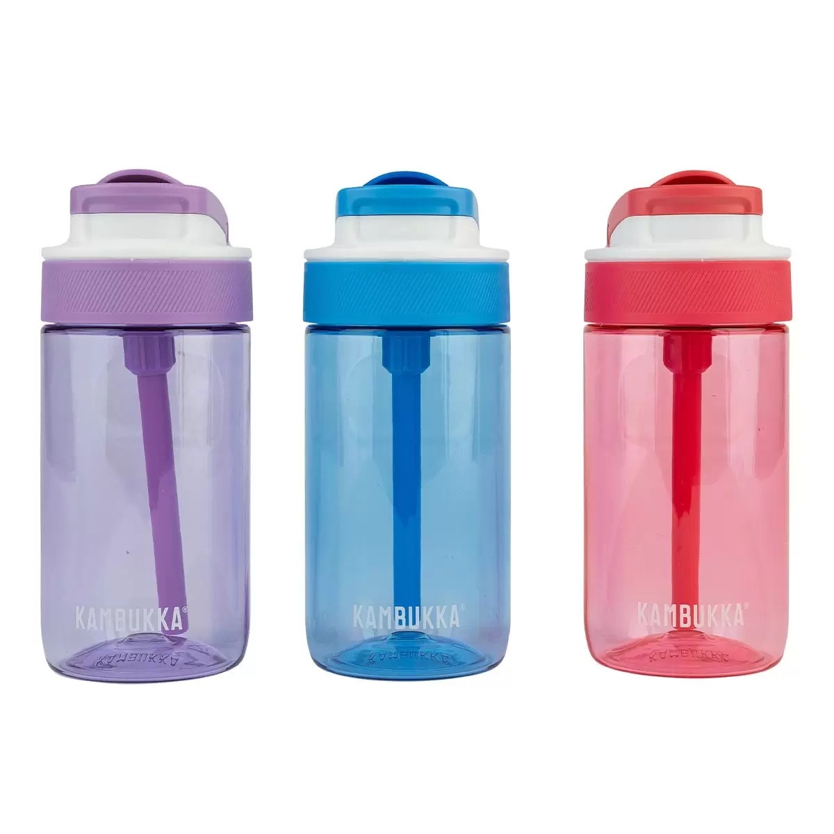 Kambukka 兒童吸管隨身水瓶 400毫升 X 3件組 紫+粉+藍色