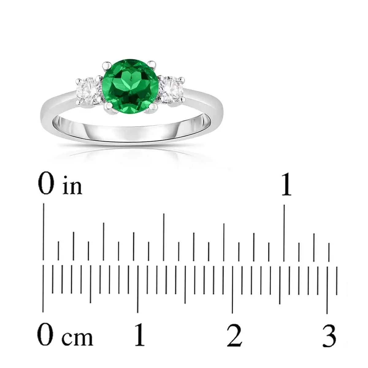 0.18克拉 14K白K金 祖母綠寶石鑽石戒指 VS2/I