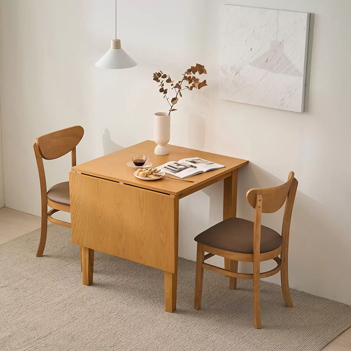 Finlandia 可摺疊式餐桌椅三件組 淺咖啡色