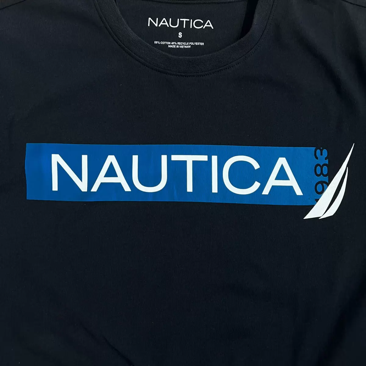 Nautica 男短袖上衣 深藍色文字Logo