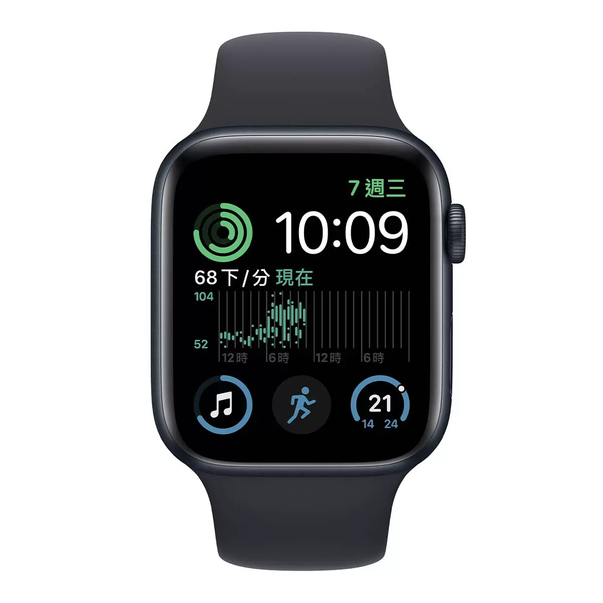 Apple Watch SE (GPS) 44公釐午夜色鋁金屬錶殼 午夜色運動型錶帶