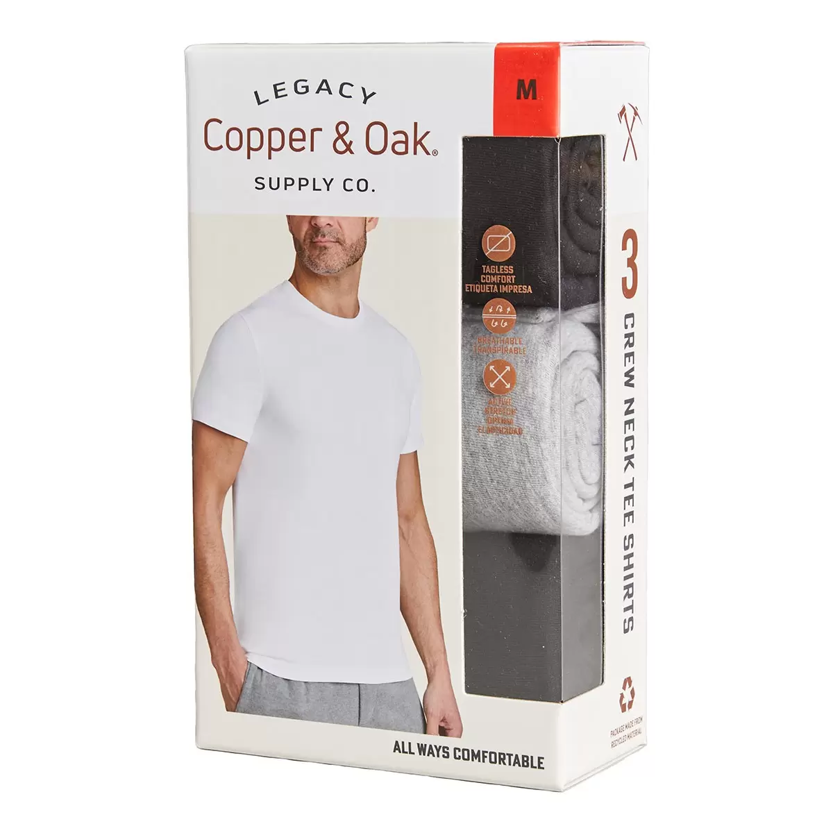 Copper & Oak 男圓領短袖上衣三件組 黑灰組 XL