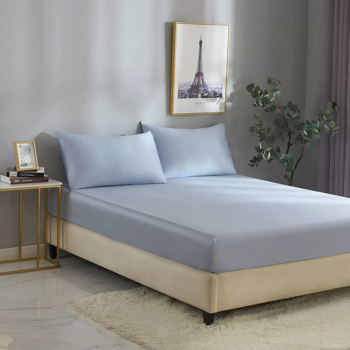 Don Home 萊賽爾素色單人床包枕套三件組 107公分 X 190公分 天藍