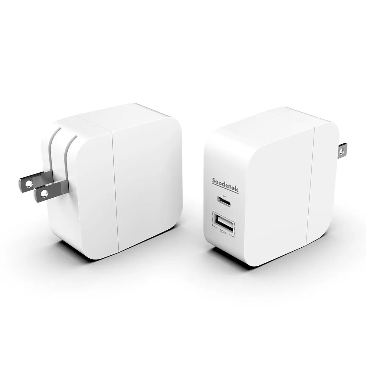 Soodatek PD 45W 高速充電組附 2公尺 USB-C to Lightning 和 USB-C to C 線材