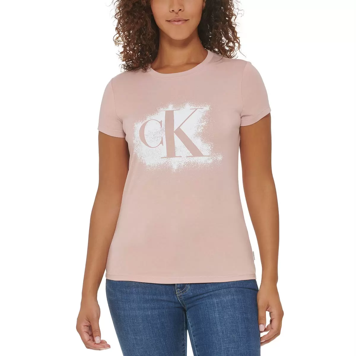 Calvin Klein Jeans 女Logo短袖上衣 粉紅 M