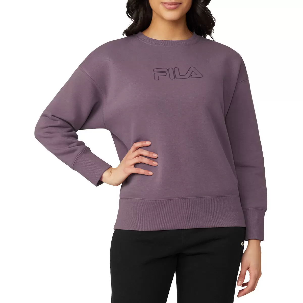 Fila 女Logo圓領長袖上衣 淺紫 S