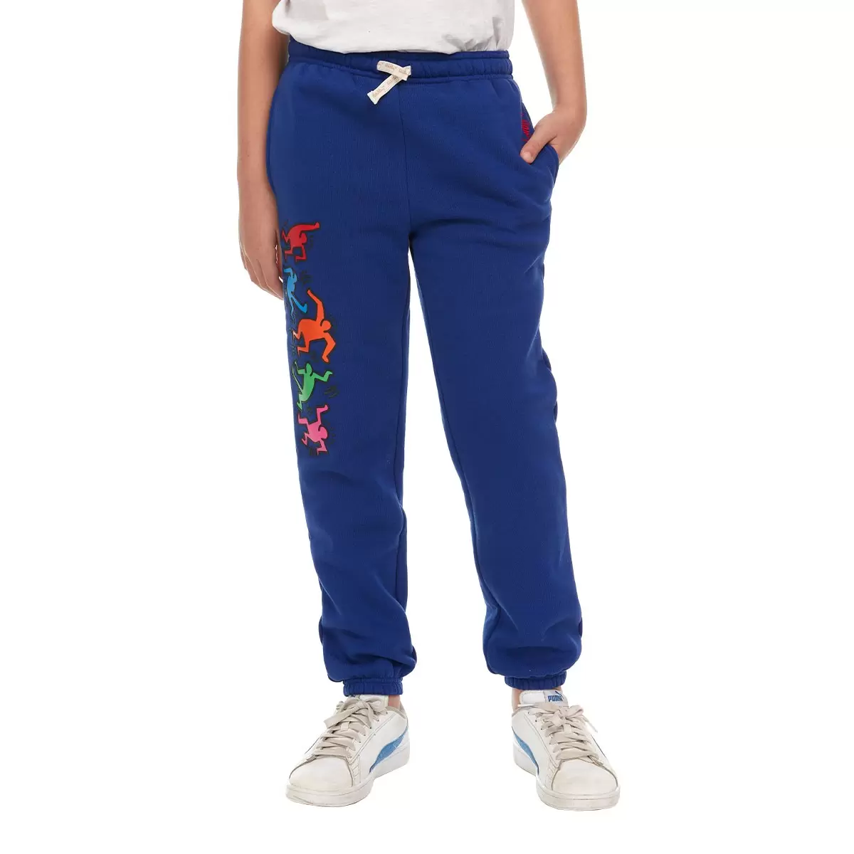 Keith Haring 兒童印花束口褲 藍 L