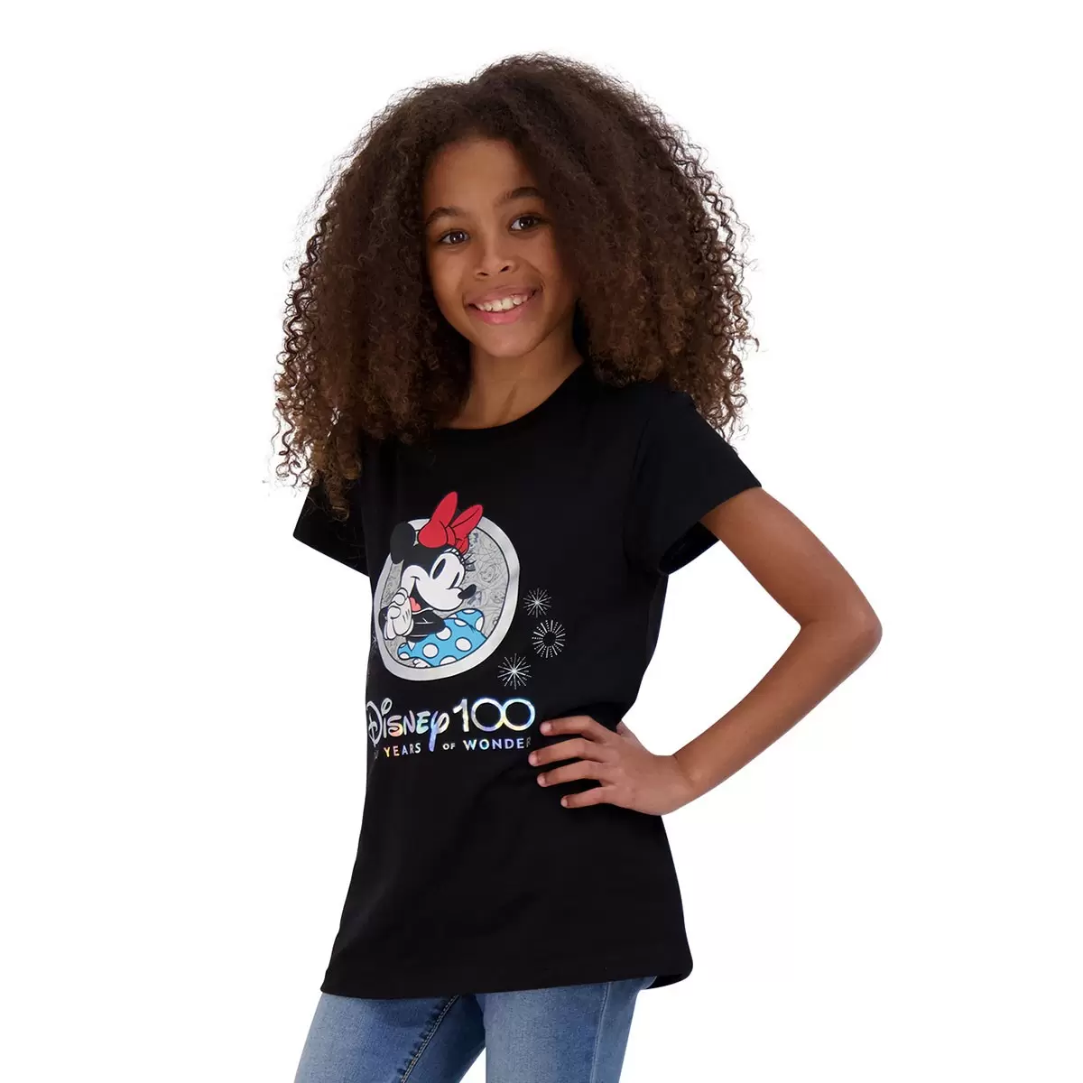 Disney 一百週年紀念兒童短袖上衣 黑 Minnie 女童 4