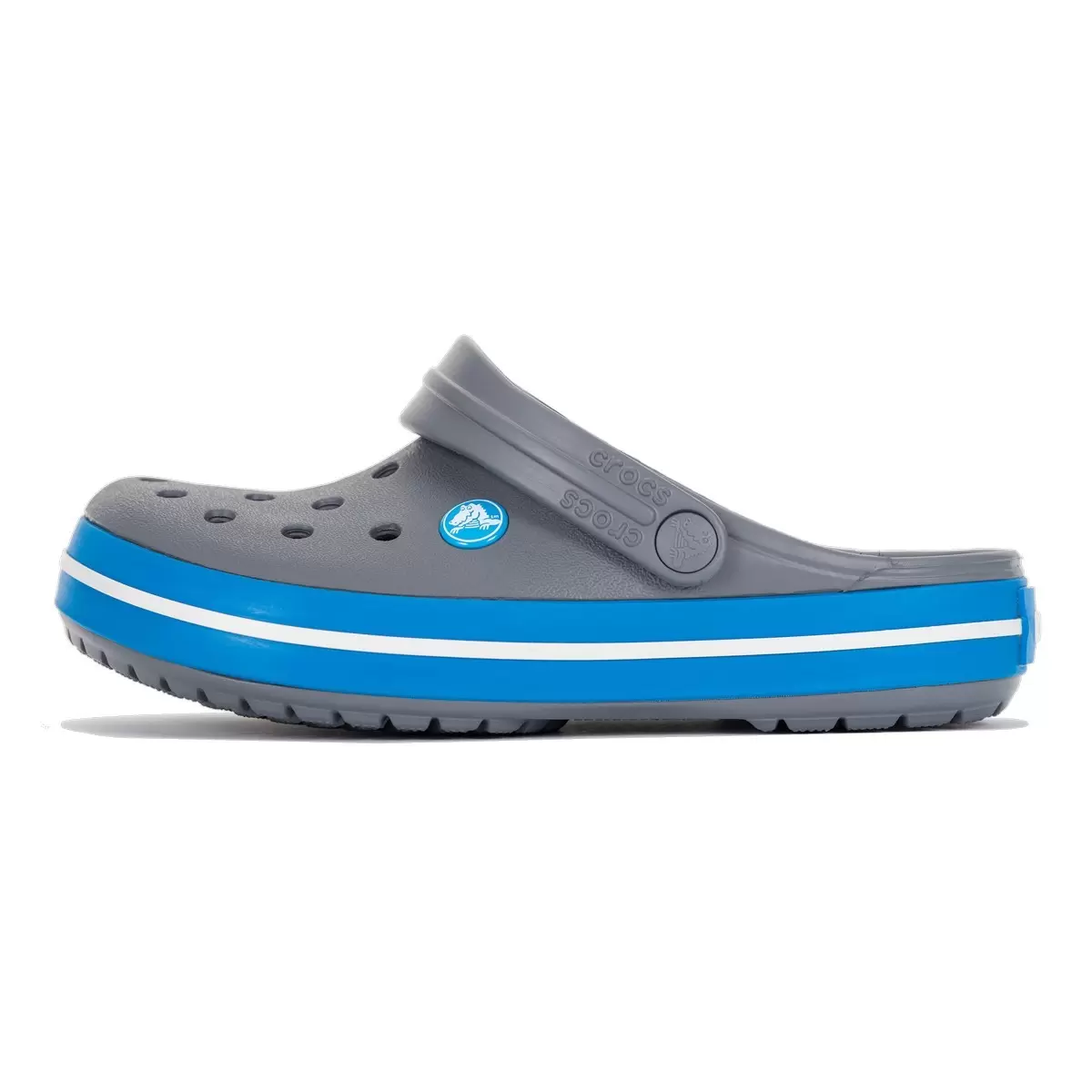 Crocs 中性款涼鞋 灰底淺藍邊條 US 7