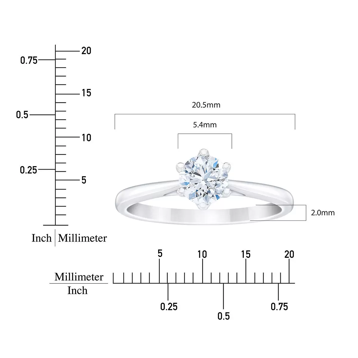 0.70克拉 18K白K金 圓形鑽石戒指 VS2/I