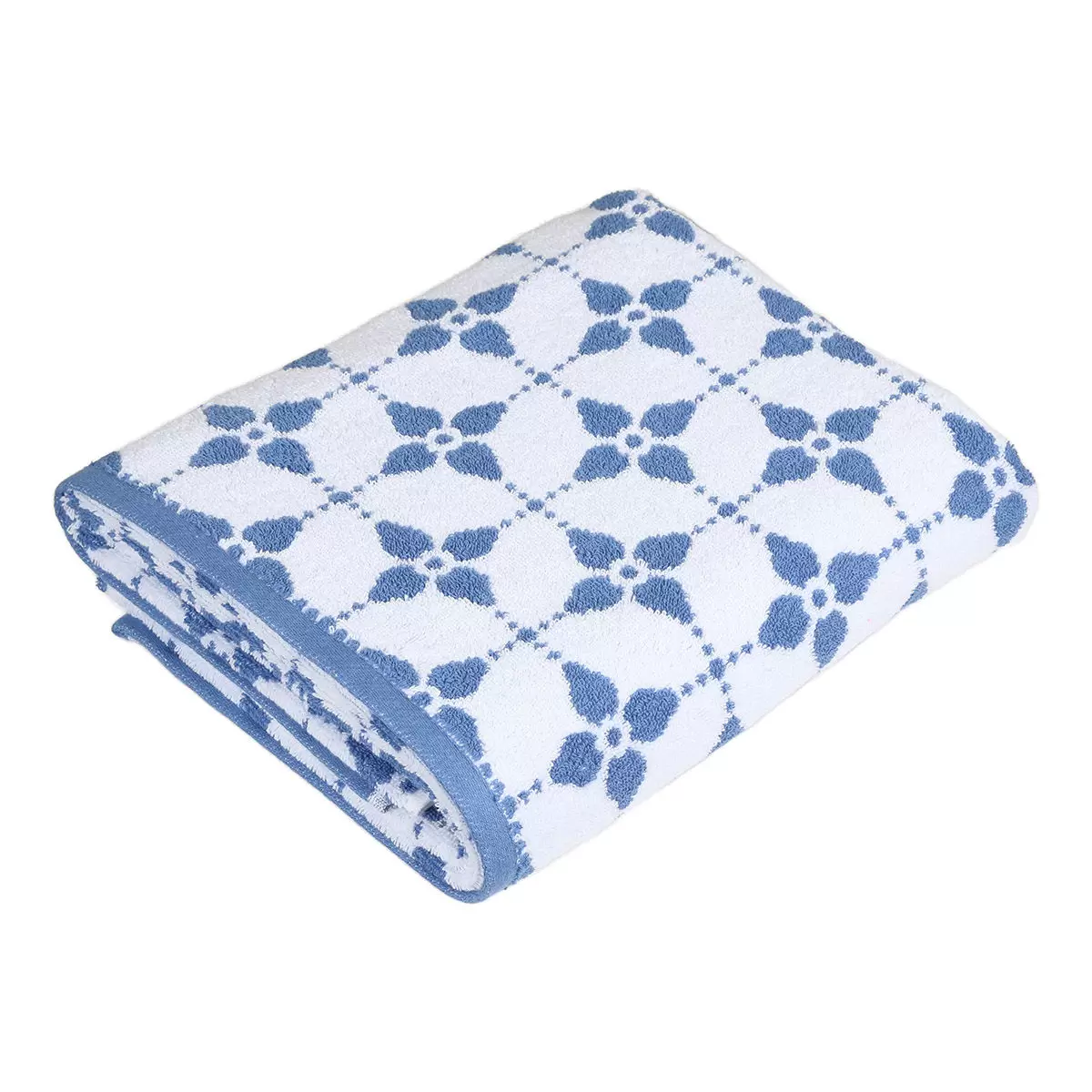 Martha Stewart 緹花純棉浴巾 76公分 X 147公分 藍幾何